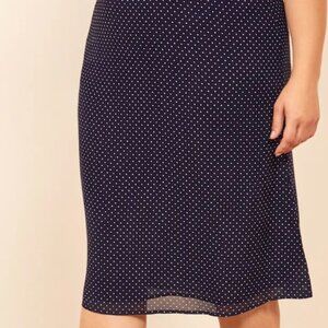 Reformation Mia Skirt Es Polka Dot Navy